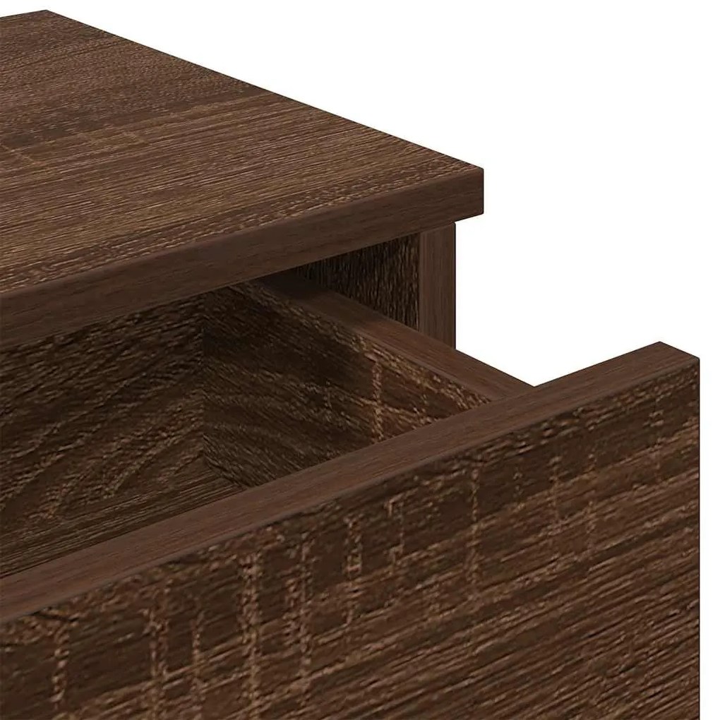 barna tölgy szerelt fa falipolc fiókokkal 100 x 37,5 x 19 cm