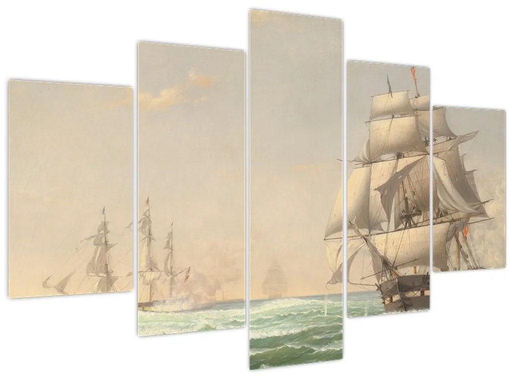 Kép - Fitz Henry Lane, The United States Frigate President Engaging the British Squadron, reprodukciók (150x105 cm)