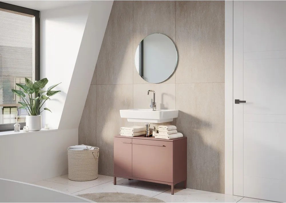 Barna matt mosdó alatti szekrény 80x59 cm Laurino – Germania