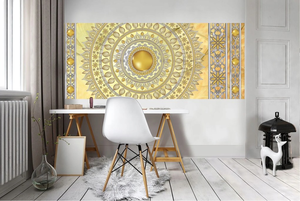 Fotótapéta Arany Mandala Ezüst Geometria Luxus Méret 250x104 +ragasztó