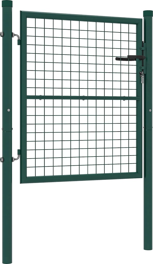 Outsunny Kerti Kapu 100x79 cm Acélrúd Kerítéskapu Fogantyúzárral és 3 Kulccsal Külső Teraszhoz Zöld | Aosom