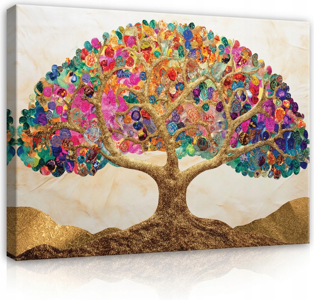 Vászonkép 80x60 Absztrakt életfa arany textúra gazdagság művészet