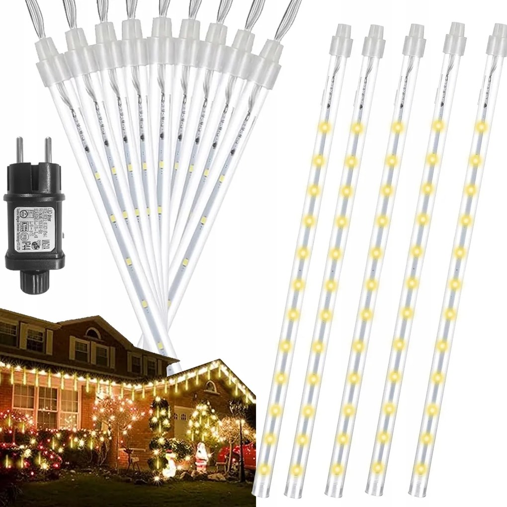 Jégcsap Meteor Fehér Hideg Led Lámpa Hulló Hó 30cm Fehér Meleg