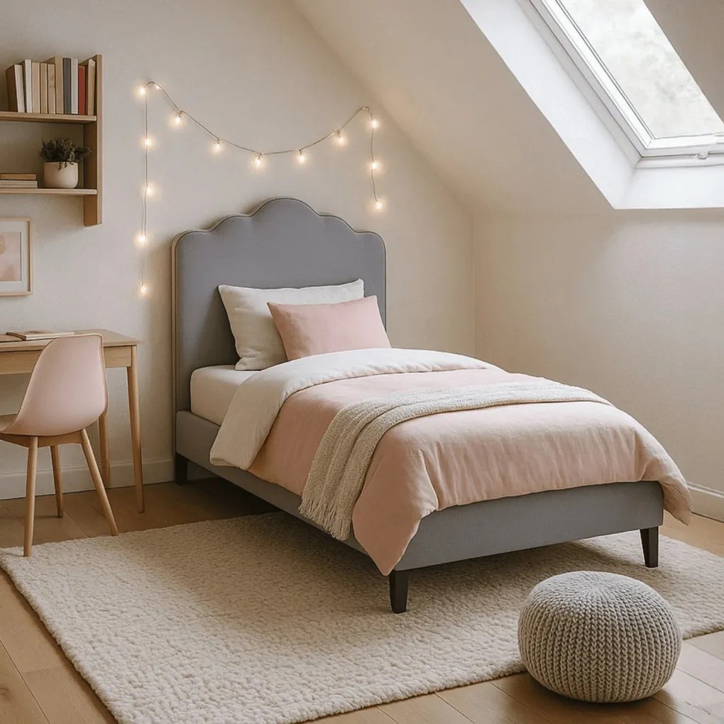 Szürke Bársony Kárpitozott Ágy. 90x200 CRATER