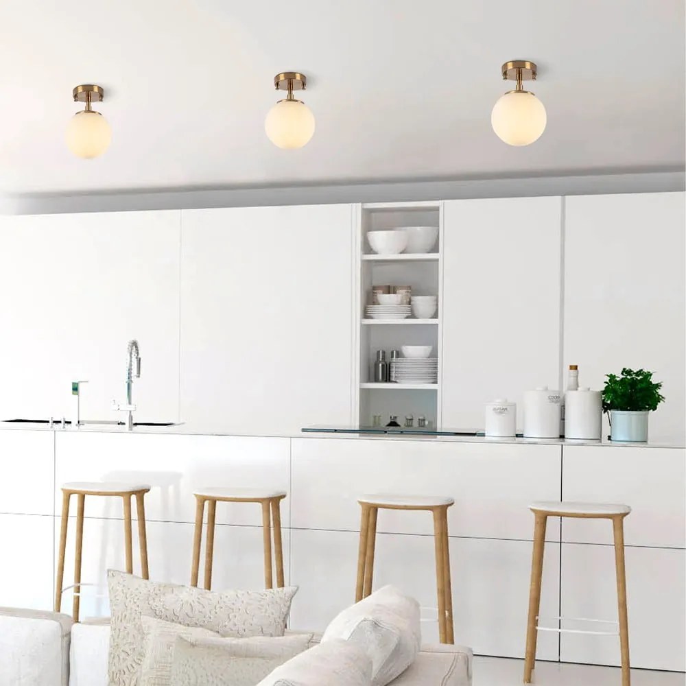 Fehér-sárgaréz színű mennyezeti lámpa üveg búrával ø 15 cm Atmaca – Opviq lights