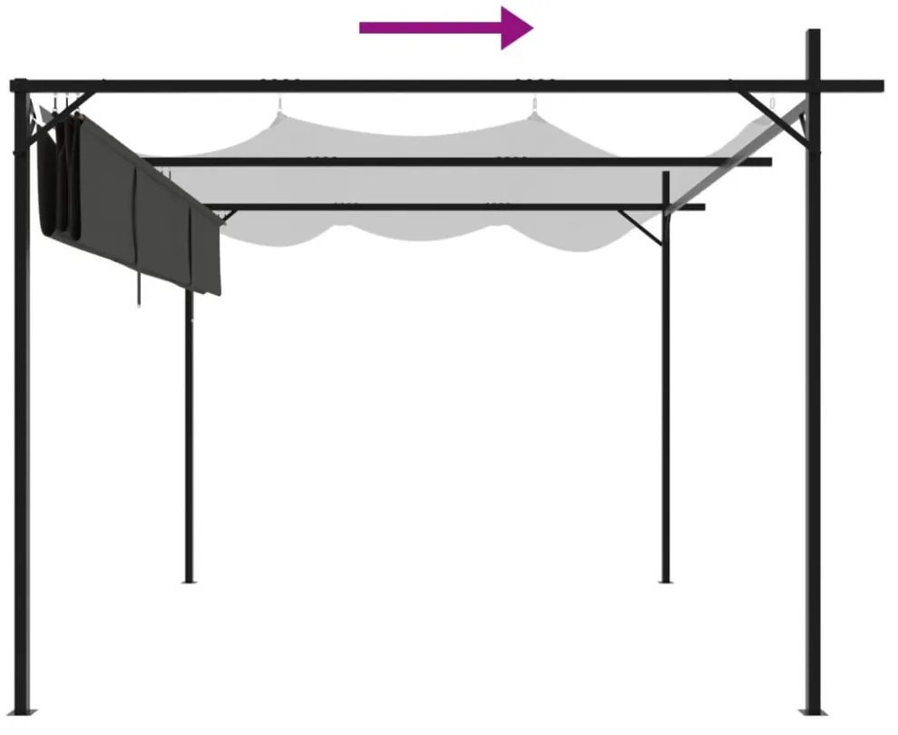 antracitszürke pergola behúzható tetővel 295 x 292 x 230 cm