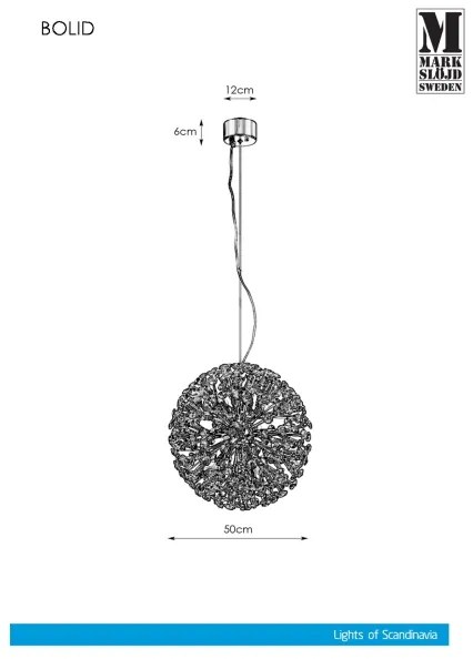 Markslöjd 108101 - Kristálycsillár zsinóron BOLID 9xG9/20W/230V