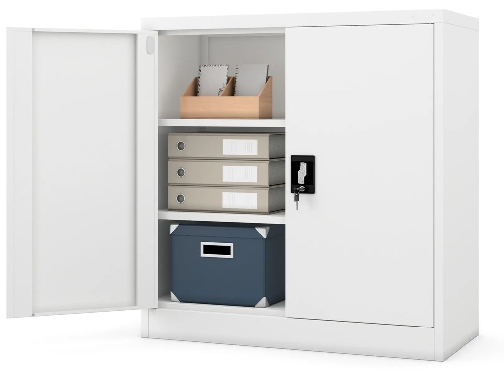 Alacsony fém irattartó szekrény BEATA, 900 x 930 x 400 mm, fehér