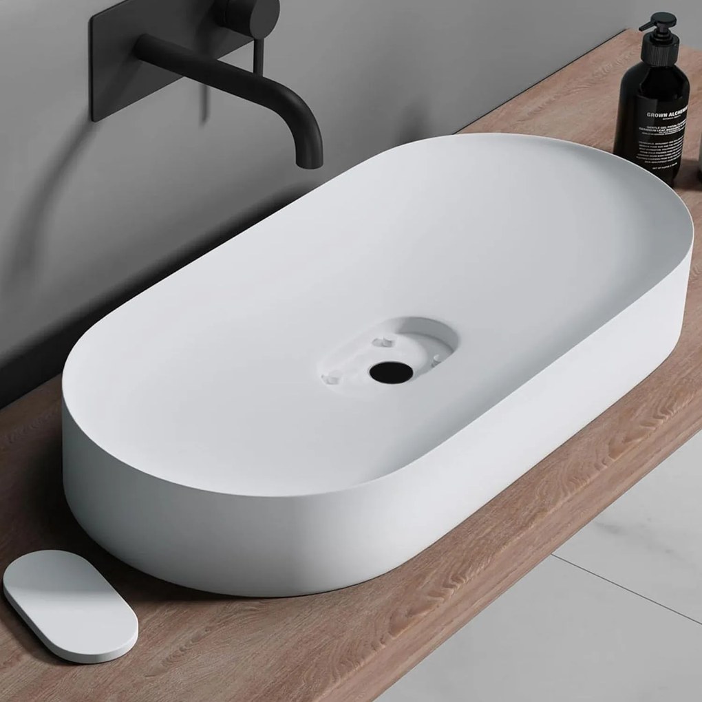Rea írisz, konglomerátumból készült asztali mosogató 700x355x105 mm, fehér matt, REA-U4305