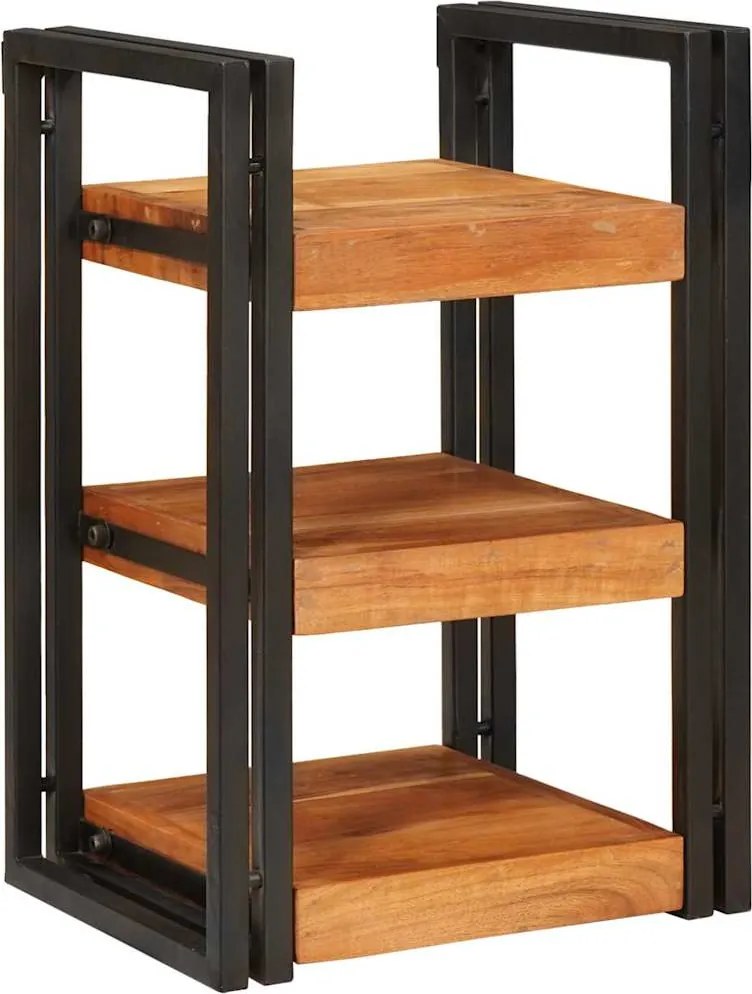 vidaXL Éjjeli asztal Barna és fekete 38 x 33 x 58 cm Tömör Fa Akácia