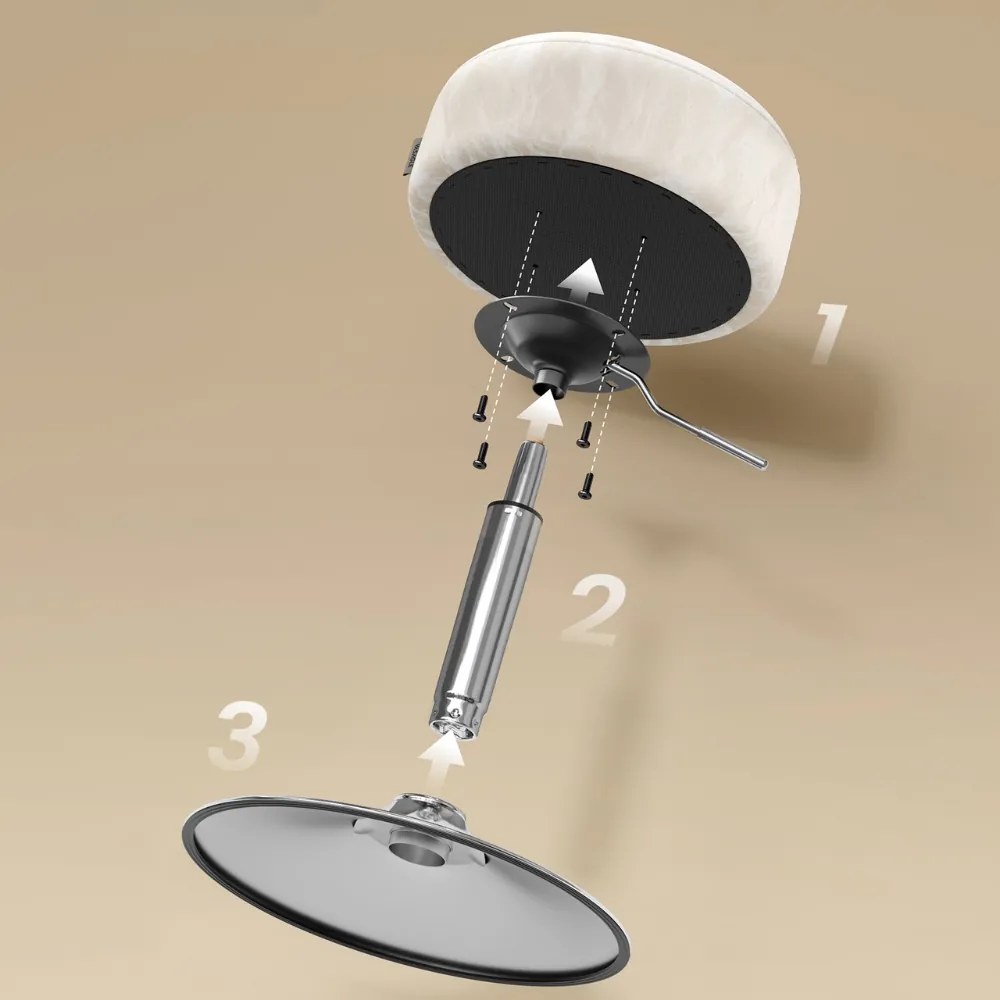 AURA állítható magasságú sminkszék fésülködőasztalhoz, Ø35cm, krémszínű Vasagle