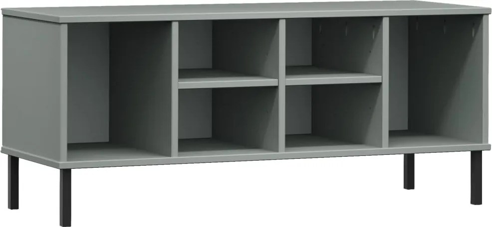 vidaXL OSLO szürke tömör fa cipőszekrény fém lábakkal 106 x 35 x 45 cm