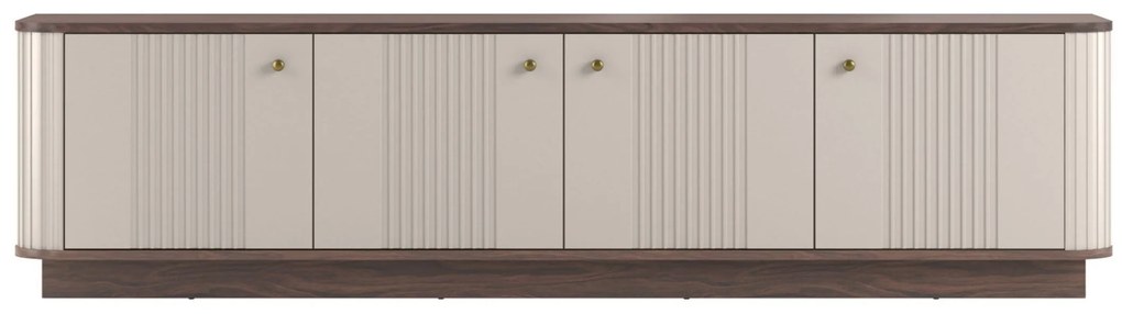 Vesper 4D TV-szekrény 187 cm talapzaton - kasmír / dió / arany fogantyúk