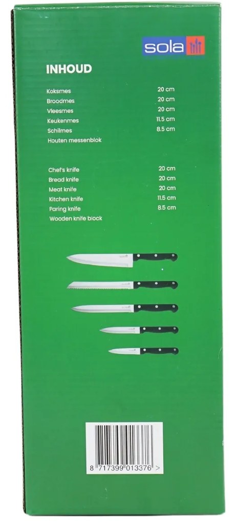 SOLA KNIFE késkészlet fa blokkban, 6 db