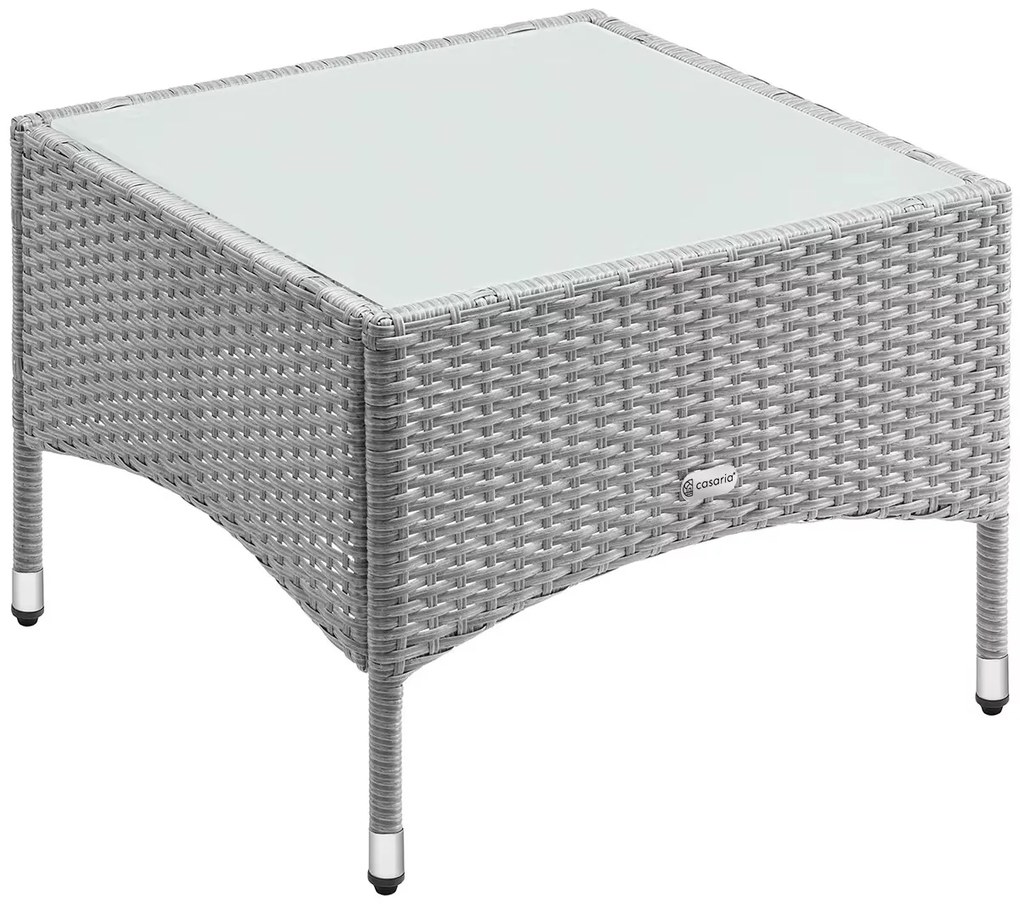 Casaria® Rattan asztal 58x58x42 cm - szürke
