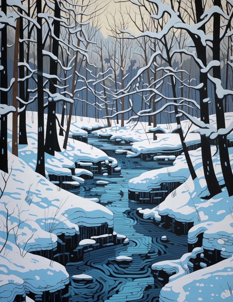 Poszter 50x65cm Folyó a téli időszakban