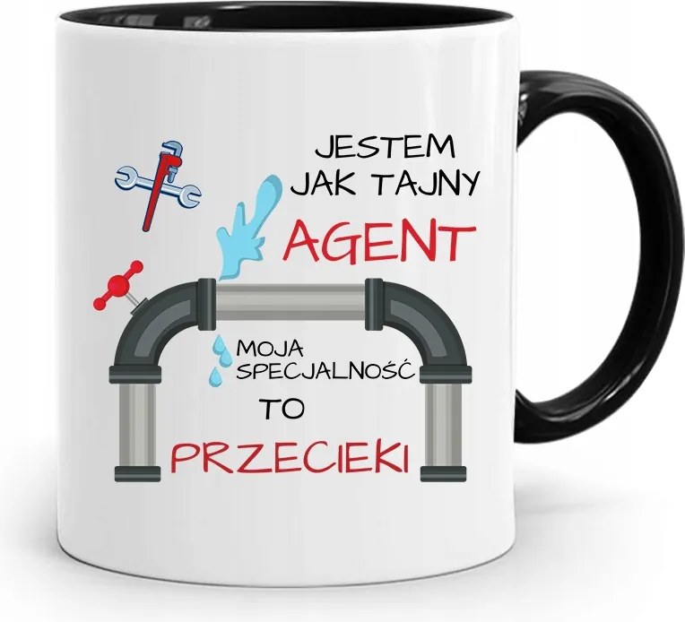 Bögre Fekete Ajándék Vízvezeték Szerelő, Mint Egy Titkos Ügynök, fényképes nyomtatással