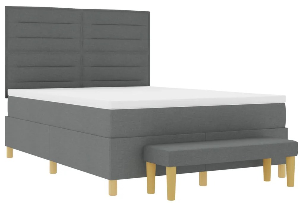 Boxspring ágy matraccal és paddal Sötétszürke 140x200 cm Szövet