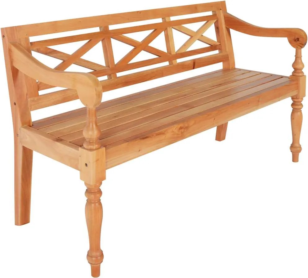 vidaXL világosbarna tömör mahagóni Batavia pad 123 cm