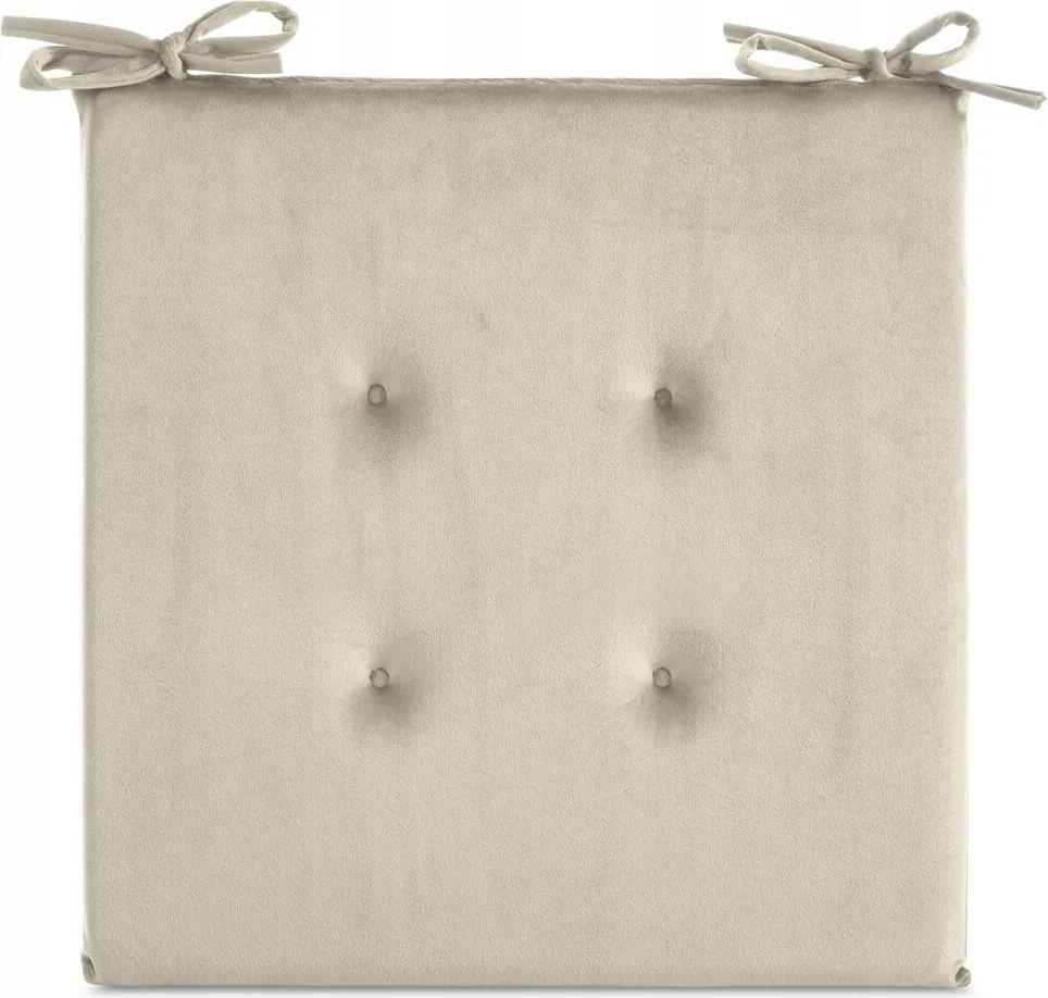 Gaja székpárna 40x40x3 világos bézs, dekoratív foltvarrással