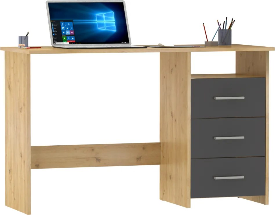 Számítógépasztal, artisan tölgy/grafit, LARISTOTE NEW