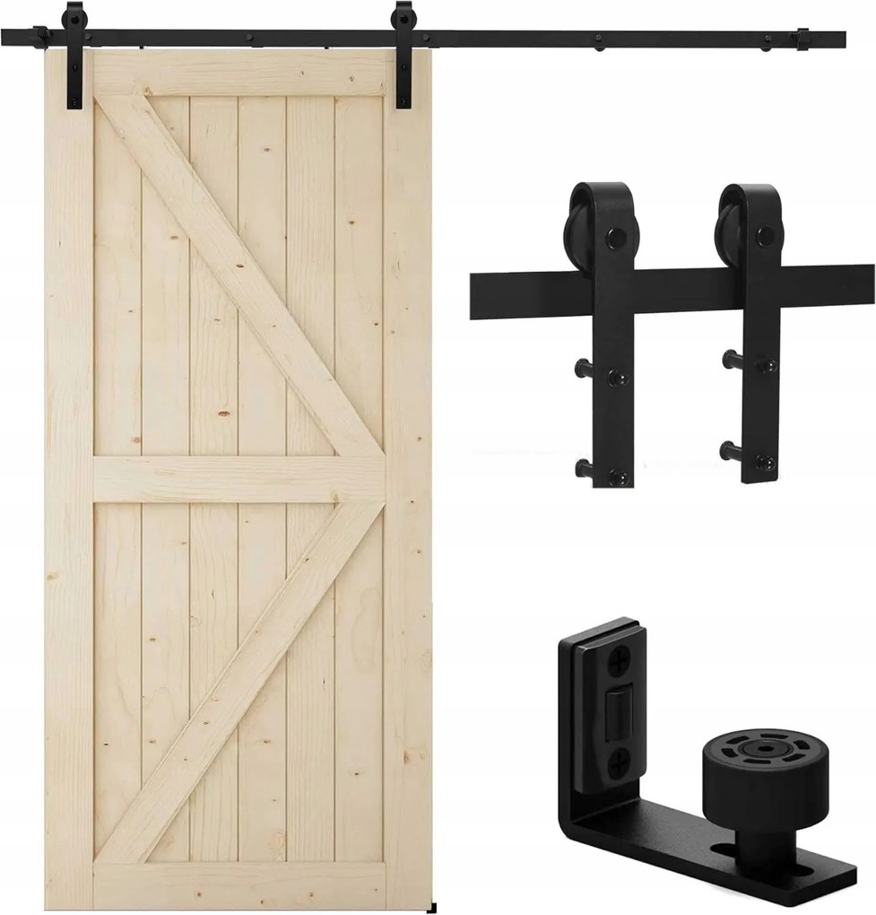 Tolóajtó szett 200CM fekete Loft Sín Barn Door 2 M
