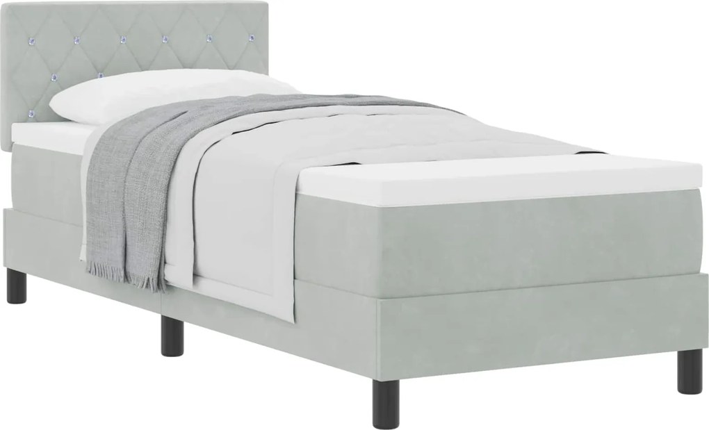 vidaXL Boxrugós ágy matracmal Világosszürke 80 x 200 cm Bársony
