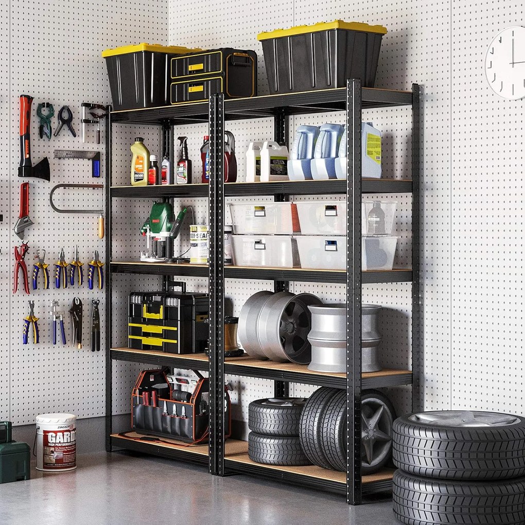 Nagy teherbírású tárolópolc szett (2 db), fekete