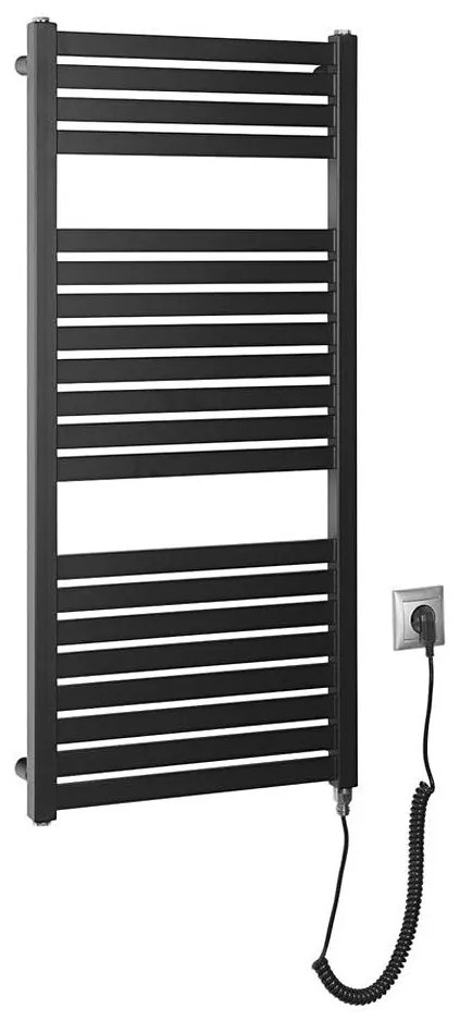 Aqualine - Fürdőszobai elektromos radiátor TONDI-E 300W/230V 97 cm matt fekete