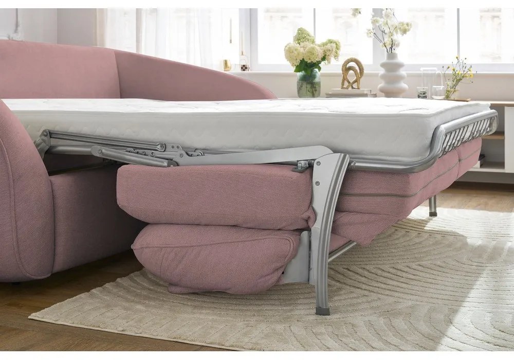 Világos rózsaszín kinyitható kanapé 235 cm Cezanne – Bobochic Paris
