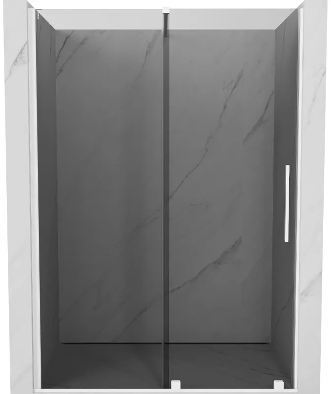 Mexen Velar, tolózuhanyajtó nyitáshoz 160 cm, 8mm szürke üveg, fehér matt, 871-160-000-41-20