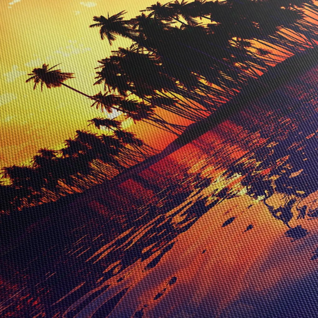 Egy sziget képe naplementekor (órával) (90x30 cm)