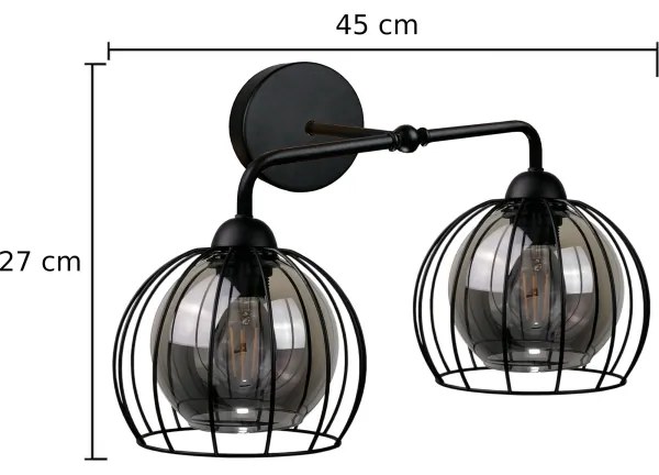 Fali lámpa SOLO BLACK 2xE27/60W/230V