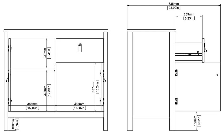 Fekete alacsony komód 82x80 cm Madrid – Tvilum