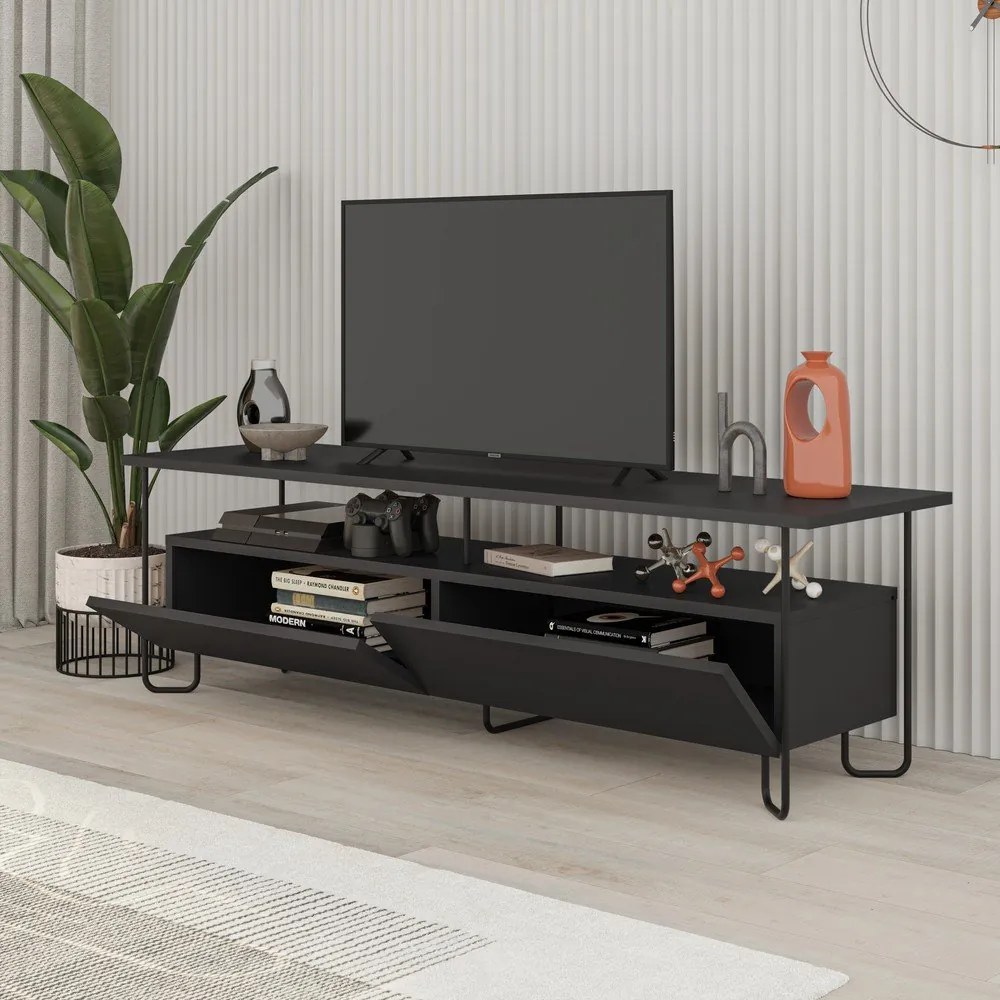 Fekete TV-állvány 150x45 cm Dilly – Marckeric