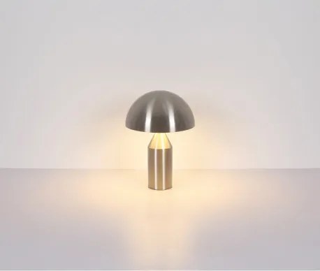 Globo 21030N Asztali lámpa, matt nikkel színű fém, matt fehér, fekete PVC kábel, billenőkapcsoló a kábelen, ø: 280mm, M: 390mm, kábelhossz 1500mm, 2x E27 40W 230V izzók nélkül