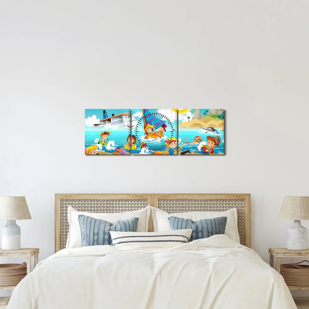 Kép - Egy nap a tengerparton (órával) (90x30 cm)