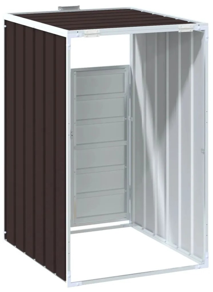 barna acél kerekes szemetes tároló 1 szemeteskukához 72 x 81 x 115 cm