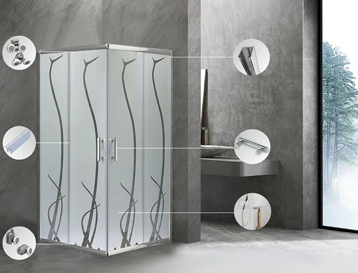 Spirit BAMBOO 80x80 szögletes zuhanykabin, zuhanytálca nélkül