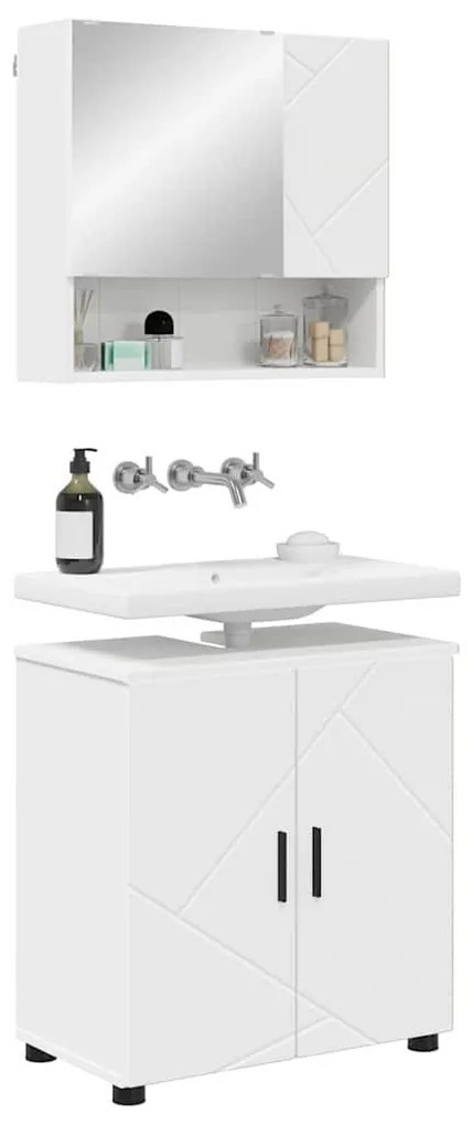 Fürdőszoba bútor szett 2 pcs Fehér 61 x 35 x 64 cm Faanyag