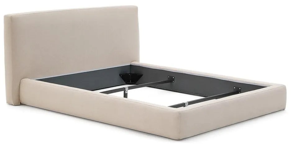 Bézs kárpitozott franciaágy ágyrács nélkül 160x200 cm Blok – Kave Home