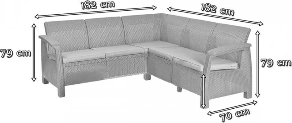 Corfu Relax duo kerti bútor garnitúra futura asztallal barna