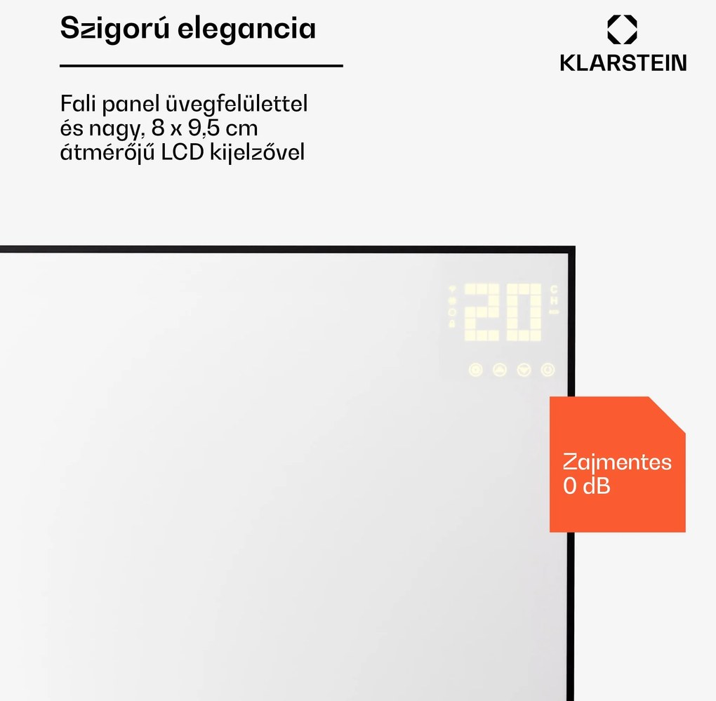 Klarstein Wonderwall Smart Bornholm, infravörös hősugárzó, 100 x 60 cm, 600 W, applikáció