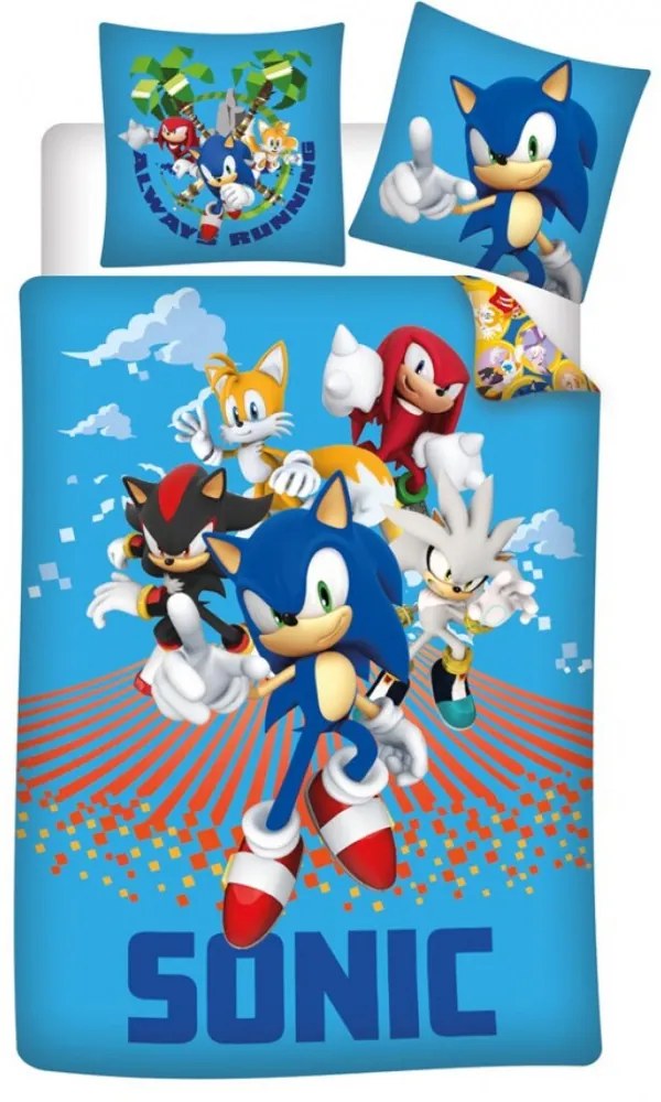 Sonic a sündisznó ágyneműhuzat 140x200cm 63x63cm microfibre (running)