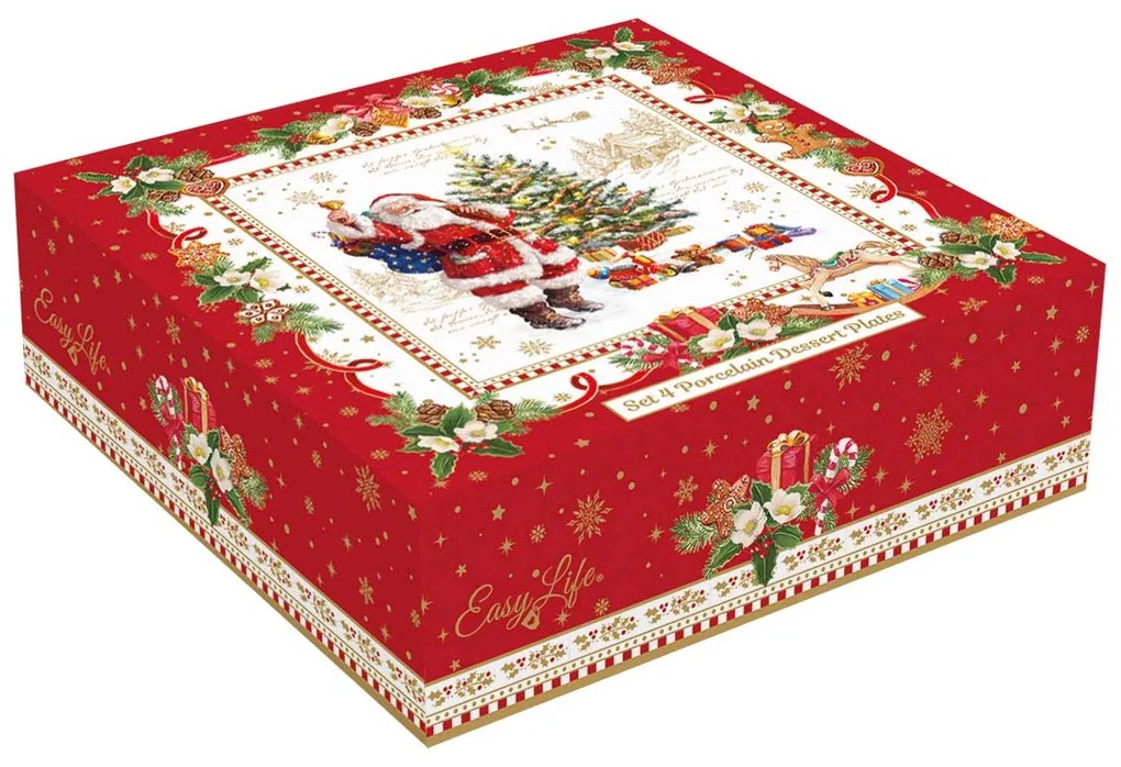 Karácsonyi porcelán kis desszertes tányér szett 4 db Christmas Memories