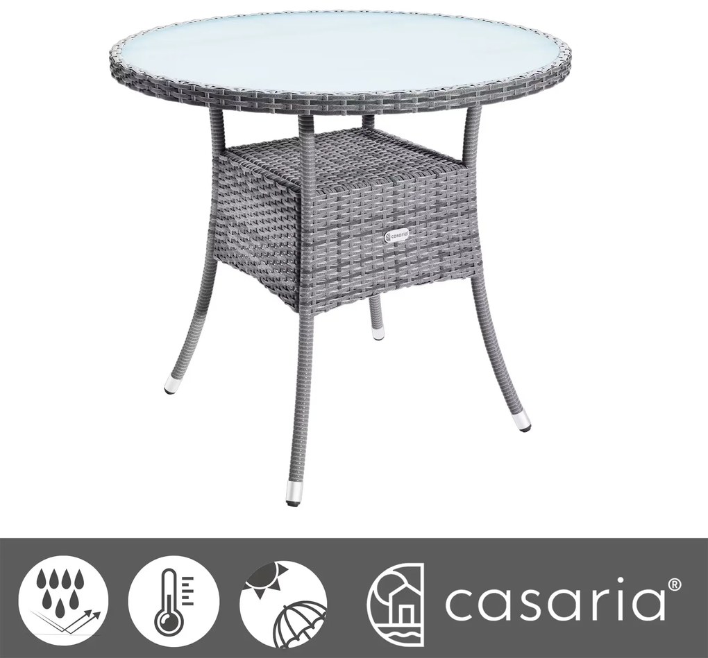 Casaria® Rattan asztal Ø60 cm - szürke