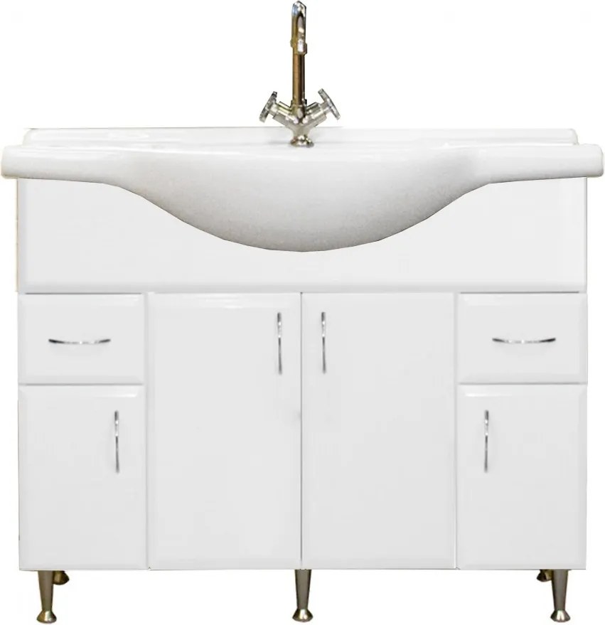 Bianca Plus 105 alsó szekrény mosdóval, magasfényű fehér színben