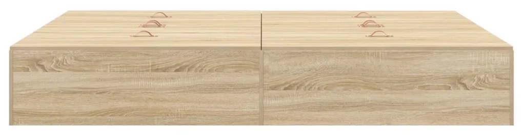 Ágy Tárolóval Sonoma tölgy Épített fa 140 x 200 cm Masszív