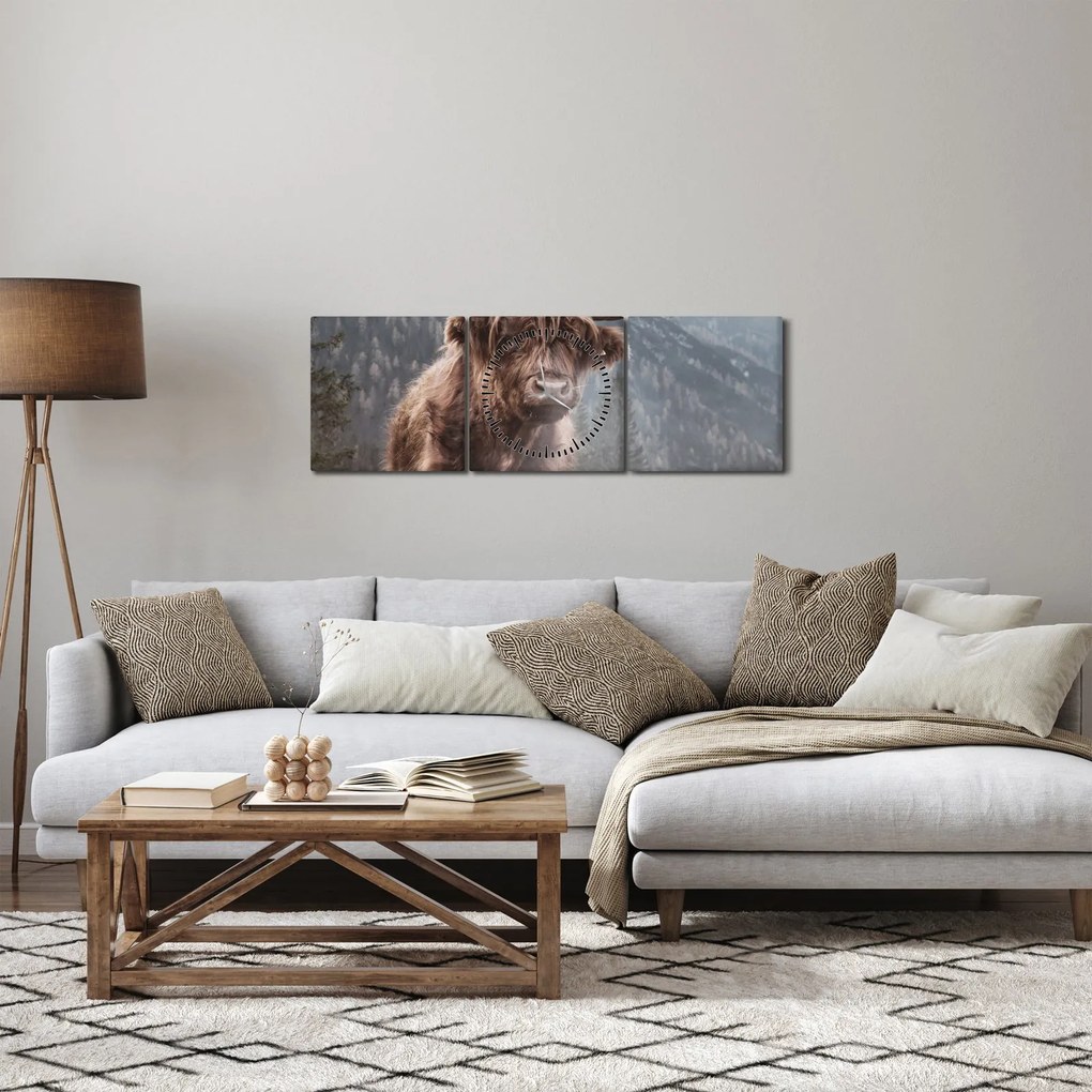 Kép - Highlander tehén (órával) (90x30 cm)