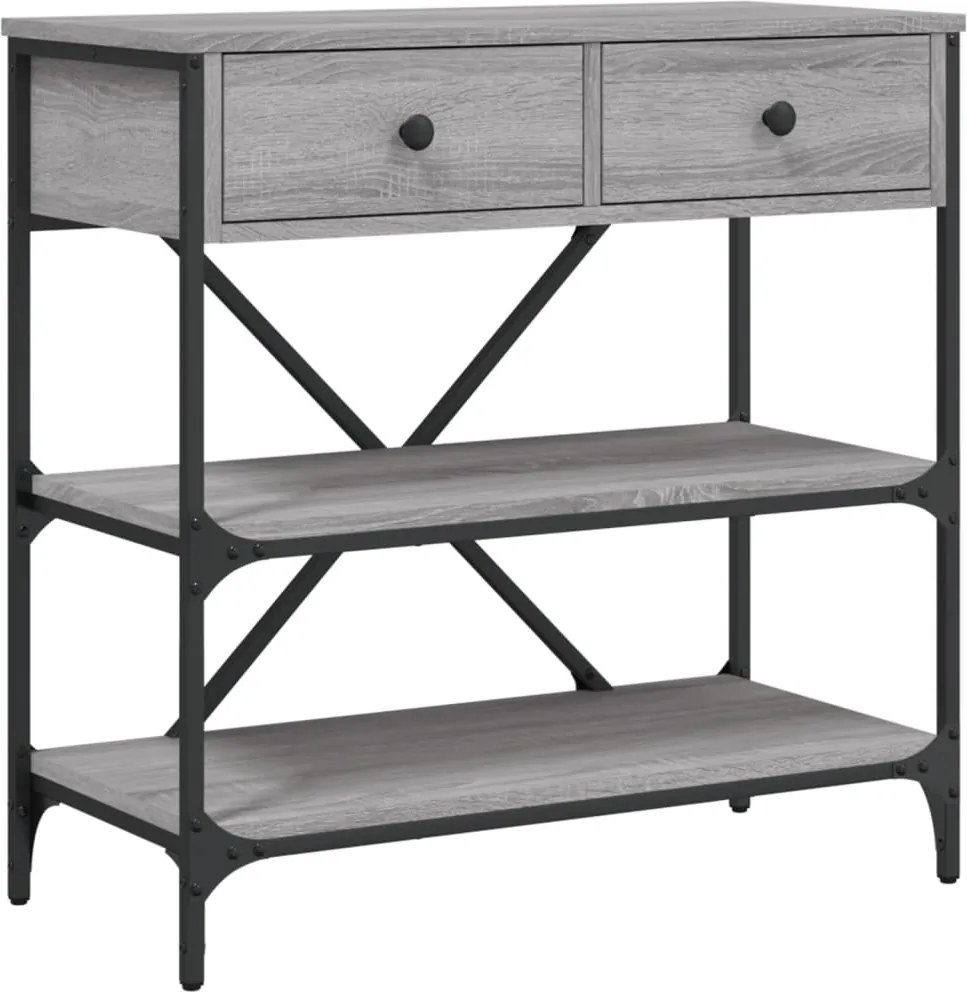 vidaXL szürke sonoma színű szerelt fa konzolasztal 75 x 34,5 x 75 cm